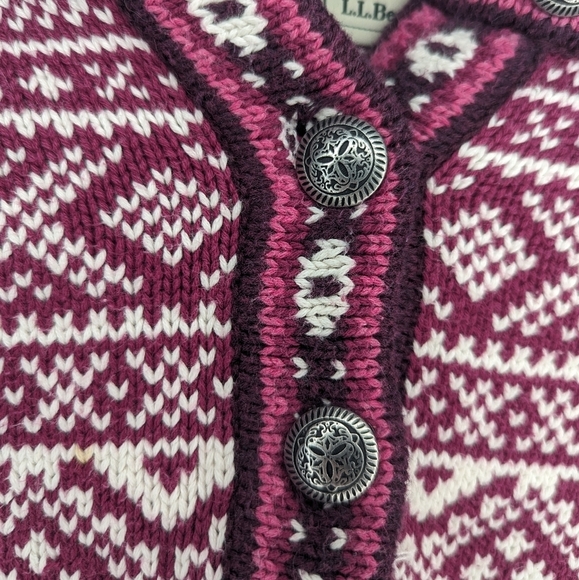 LL Bean Fair Isle Quarter Button Up Sweater Woman's Small - Picture 2 of 6